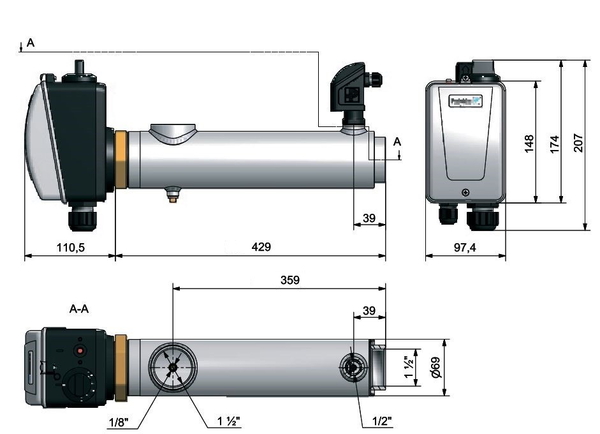 Электронагреватель пластиковый PAHLEN (12 кВт, с датчиком потока)
