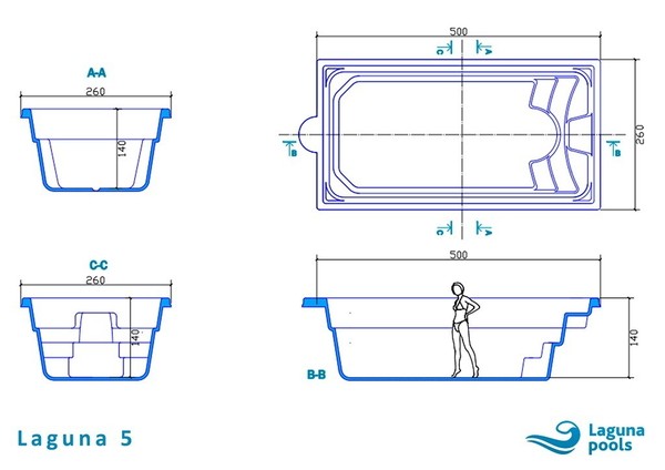 Композитный бассейн Laguna 5 Серия ECOPOOL