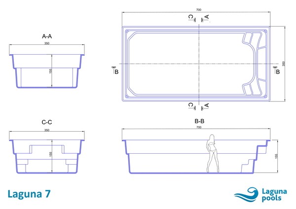 Композитный бассейн Laguna 7 Серия ECOPOOL