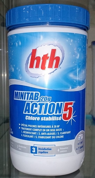 Таблетки стабилизированного хлора 5 в 1, minitab action 5, 1.2 кг