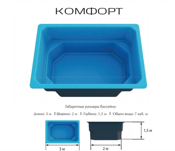 Композитный бассейн Комфорт Серия PREMIUM